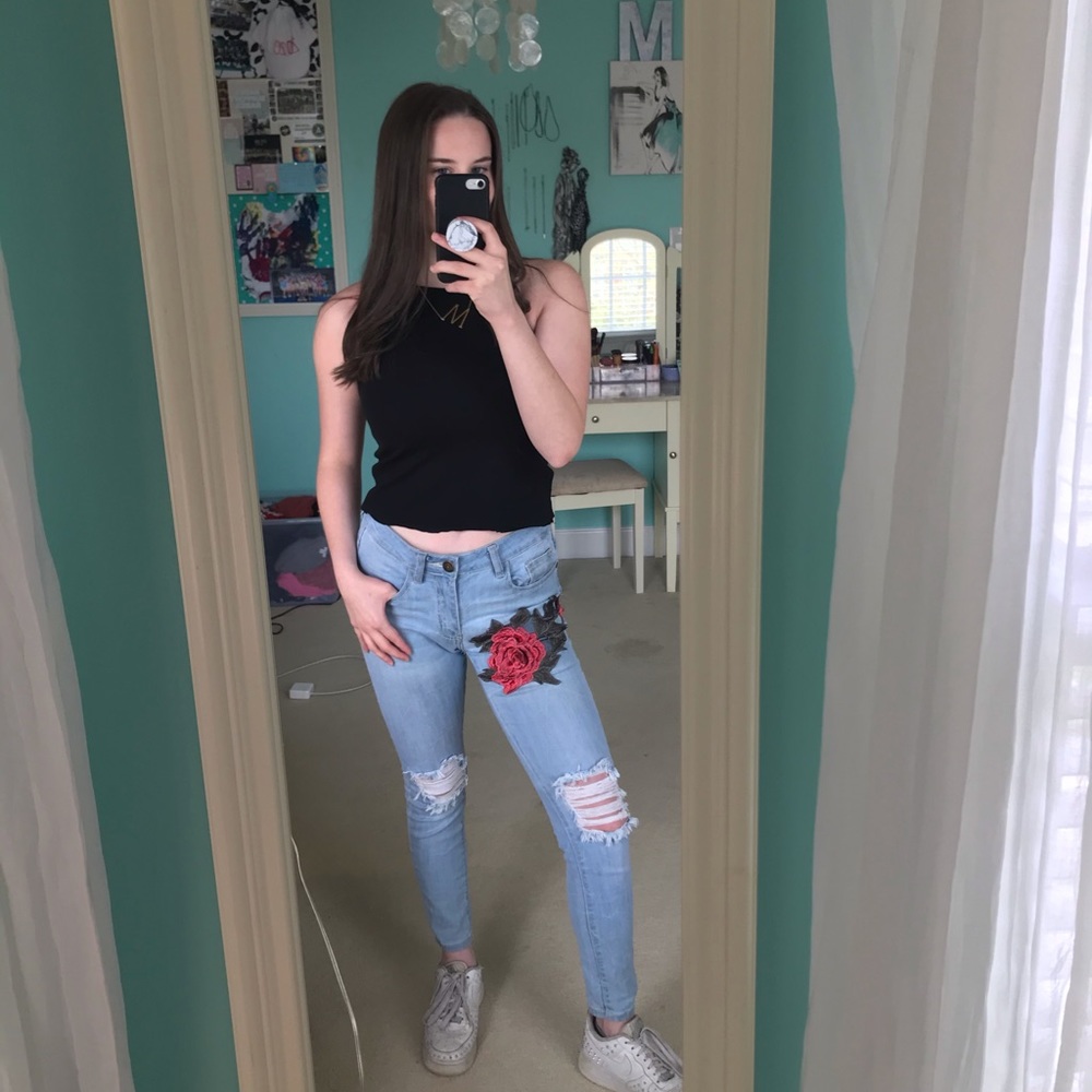 Machine Jeans Embroidered Flower sz.3 (US 27)